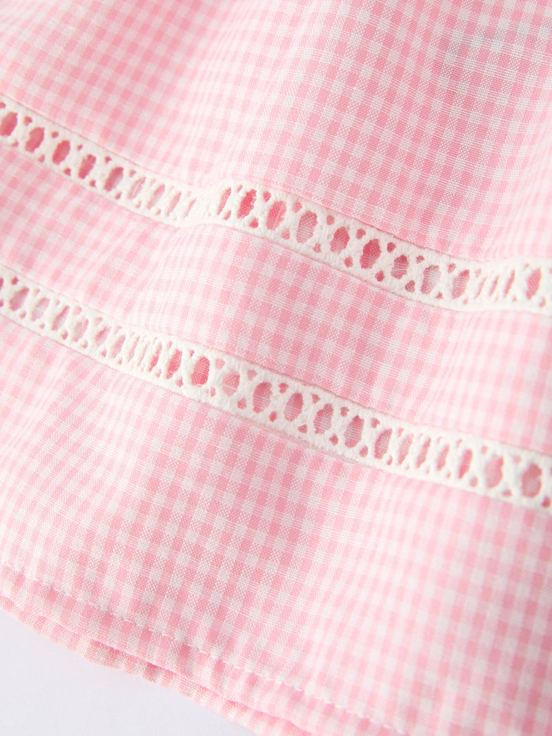 Pink Smocked Church Christ Bishop Christening Baby Girls Bloomer Set - 5