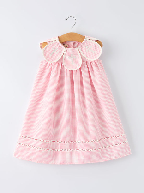 Pink Smocked Peter Pan Collar Christening Bishop Dress