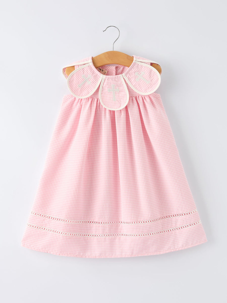 Pink Smocked Peter Pan Collar Christening Bishop Dress