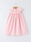 Pink Smocked Peter Pan Collar Christening Bishop Dress - 2