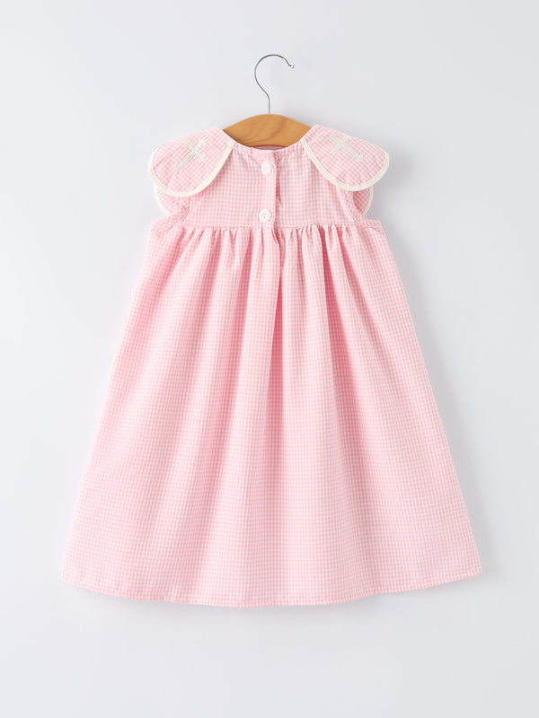 Pink Smocked Peter Pan Collar Christening Bishop Dress