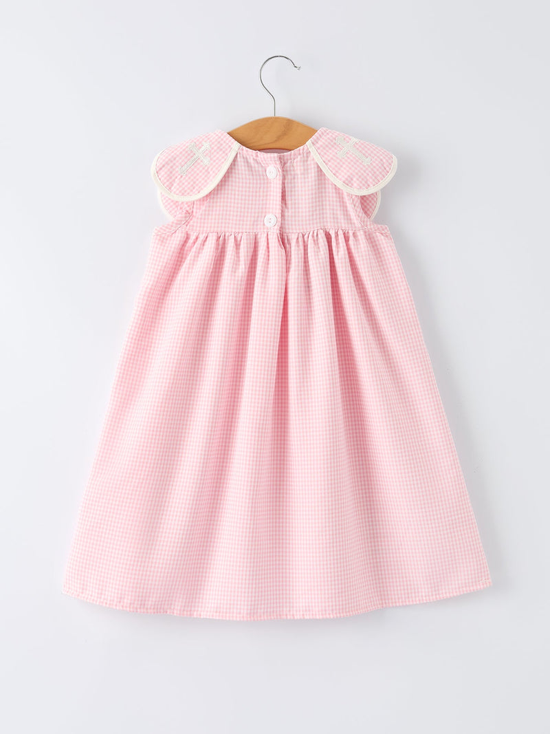 Pink Smocked Peter Pan Collar Christening Bishop Dress - 2