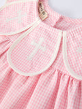 Pink Smocked Peter Pan Collar Christening Bishop Dress - 3