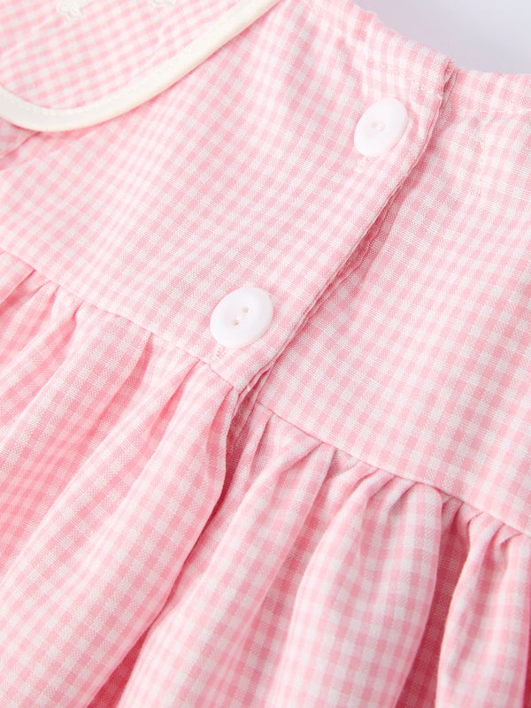 Pink Smocked Peter Pan Collar Christening Bishop Dress