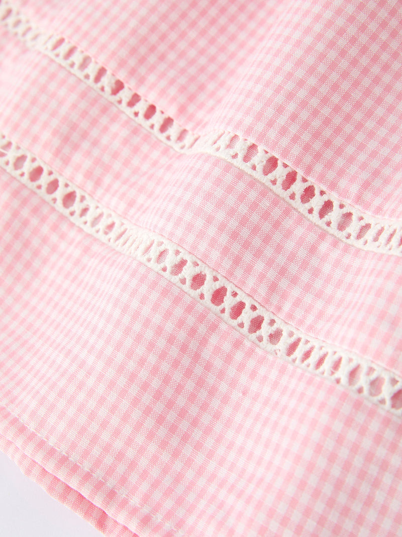 Pink Smocked Peter Pan Collar Christening Bishop Dress - 5