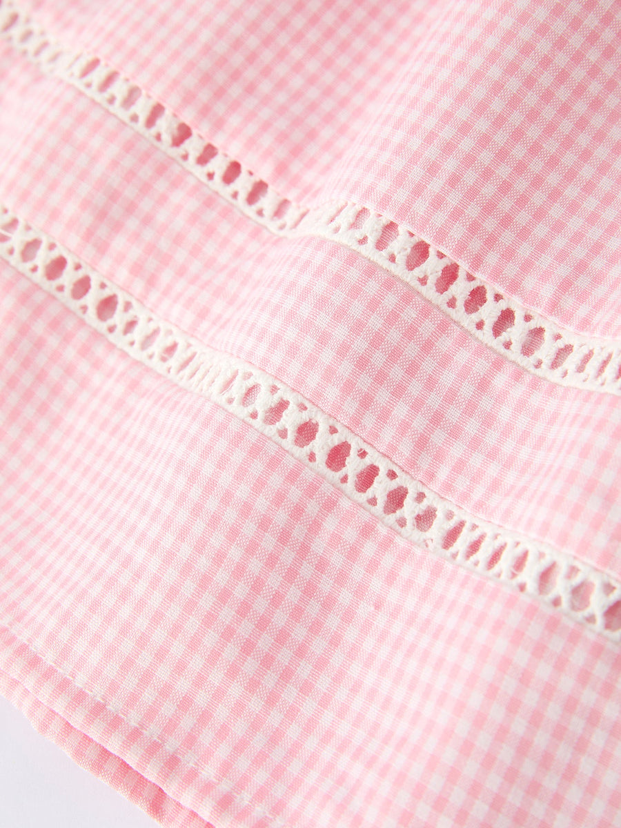 Pink Smocked Peter Pan Collar Christening Bishop Dress