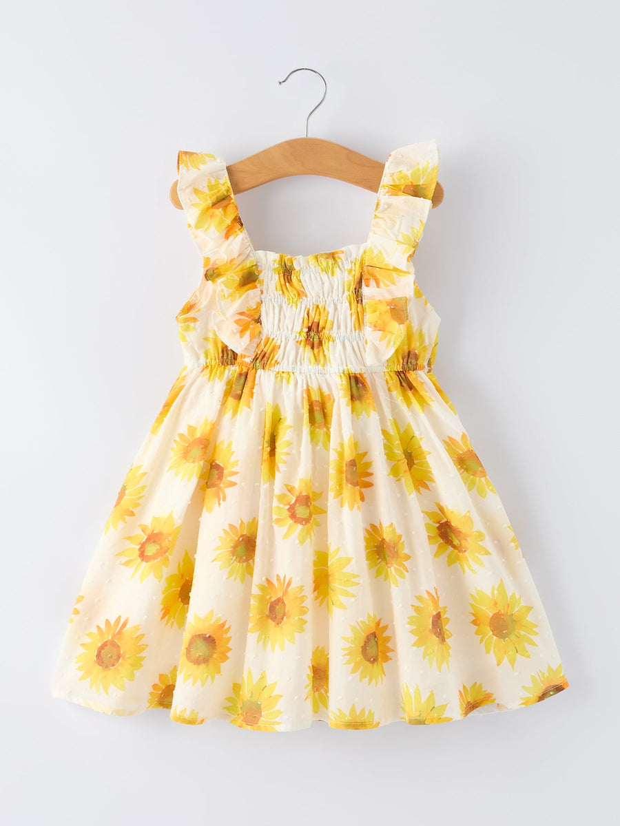 Sunflower Ruffle Cotton Dress