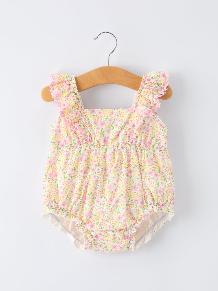 Floral Smocked Baby Girl Romper