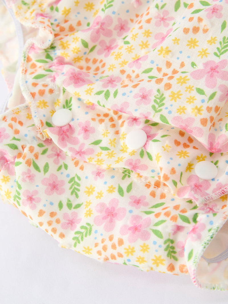Floral Smocked Baby Girl Romper - 9