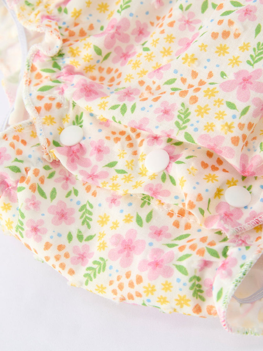 Floral Smocked Baby Girl Romper