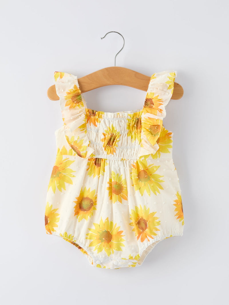 Sunflower Girls Smocked Ruffle Romper - 5