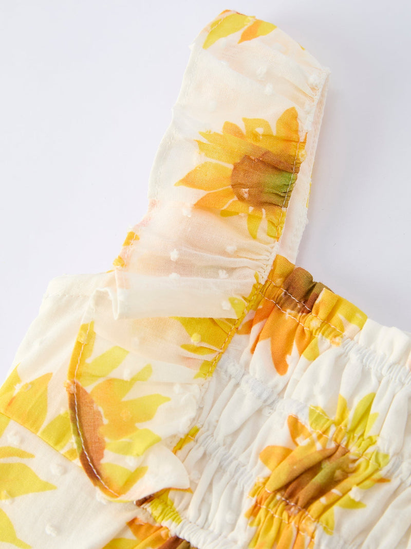 Sunflower Girls Smocked Ruffle Romper - 7