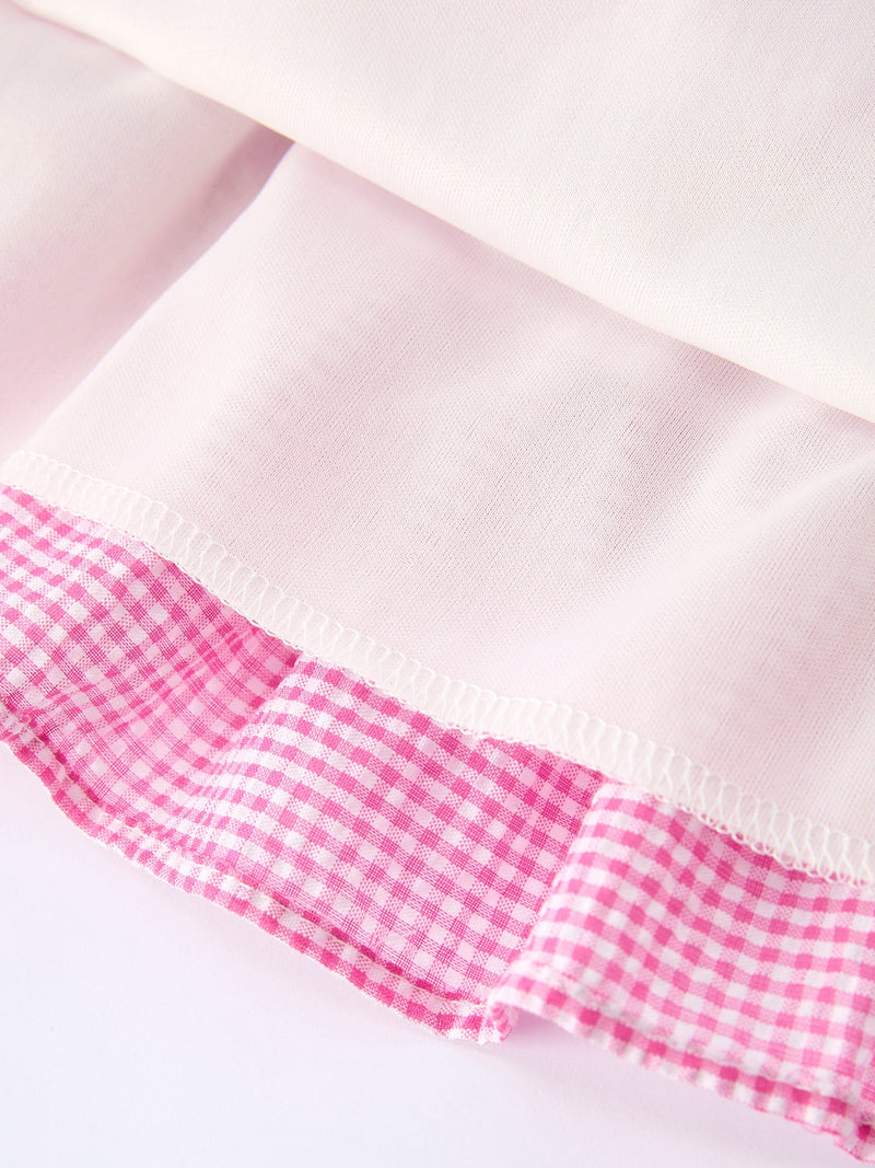 Colorblock Gingham Girls Ruffle Dress - 5