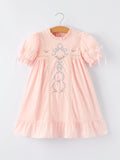 Embroidered Lace Girls' Short-sleeved Dress - 2
