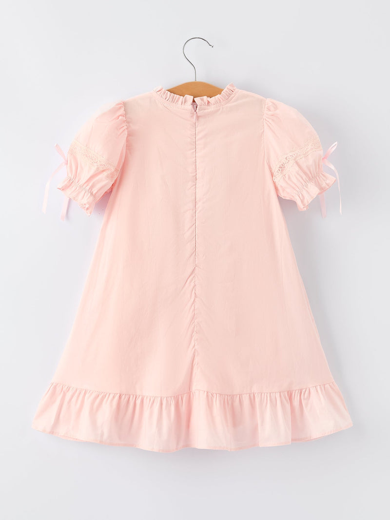 Embroidered Lace Girls' Short-sleeved Dress - 3
