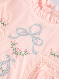 Embroidered Lace Girls' Short-sleeved Dress - 4