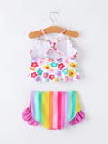 Summer Floral Rainbow Girls Two Piece Swimsuit - 2