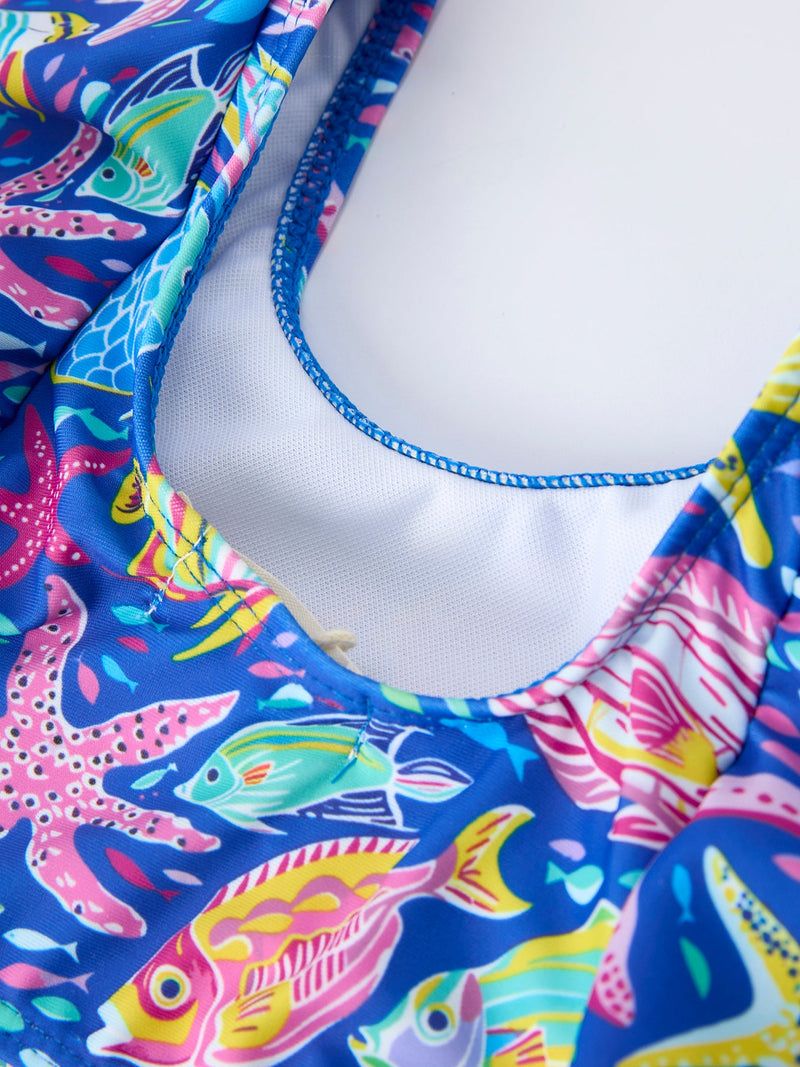 Ocean Fish Print Girls Two Piece Swimsuit - 4