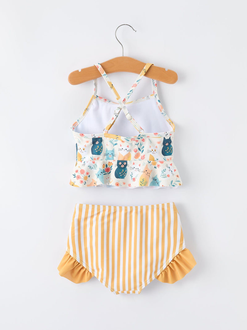 Cat Print Two-Piece Swim Set - 2
