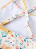 Cat Print Two-Piece Swim Set - 4