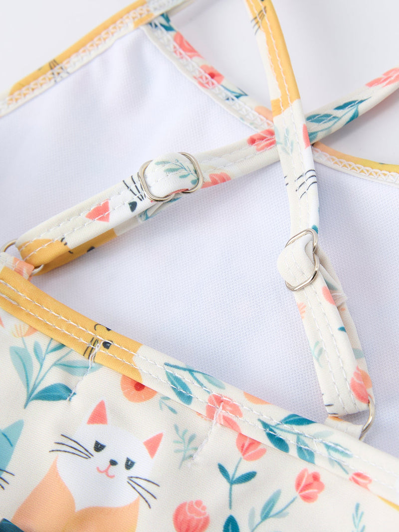 Cat Print Two-Piece Swim Set - 4