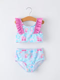 Summer Ocean Print Girls Two Piece Swimsuit - 1