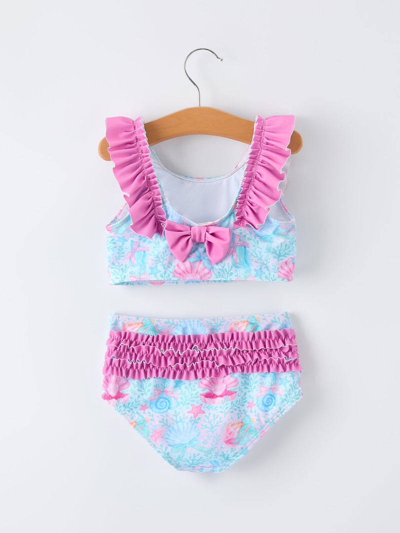 Summer Ocean Print Girls Two Piece Swimsuit - 2