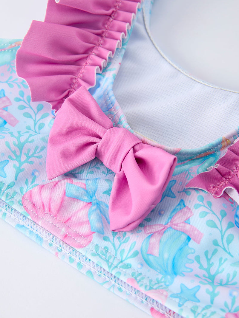 Summer Ocean Print Girls Two Piece Swimsuit - 4