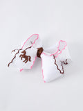 Western Horse Embroidery Ruffle Edge Girls Hairpin 4 Inch - 1