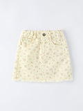Flower Letter Girl Short Sleeve Top Denim Skirt Set - 5