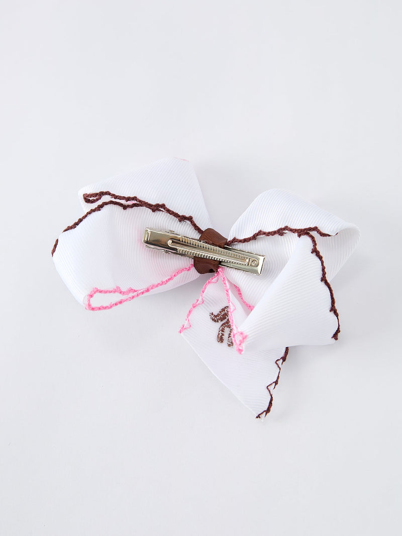 Western Horse Embroidery Ruffle Edge Girls Hairpin 4 Inch - 7