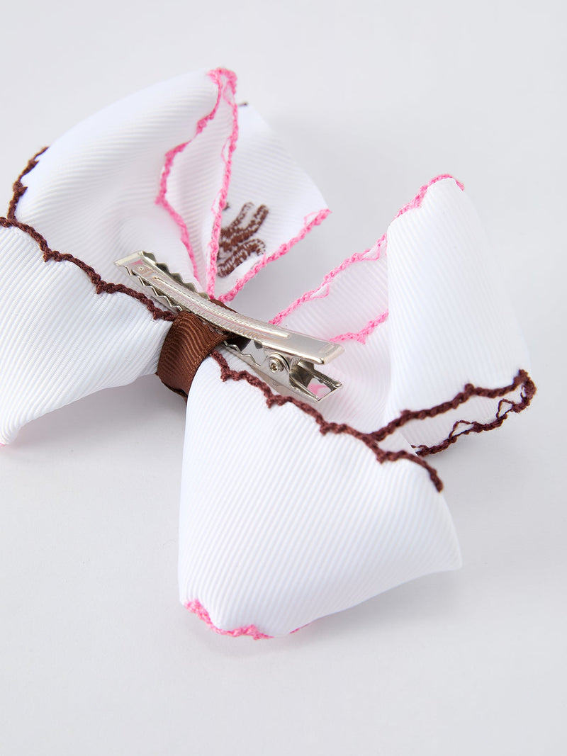 Western Horse Embroidery Ruffle Edge Girls Hairpin 4 Inch - 8