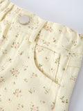 Flower Letter Girl Short Sleeve Top Denim Skirt Set - 6