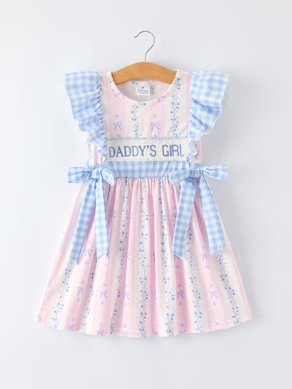"DADDY'S GIRL" Smocked Plaid Girls Dress