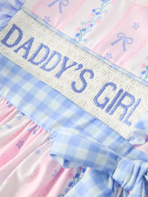 "DADDY'S GIRL" Smocked Plaid Girls Dress