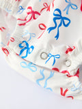 4th of july Bow Print Baby Girl Romper With Ruffle Details - 5