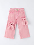 Pink Bow Girls Denim Pants - 1