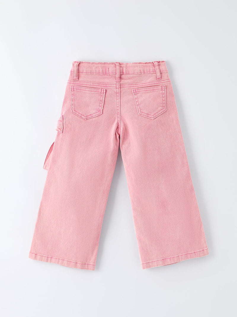 Pink Bow Girls Denim Pants - 2