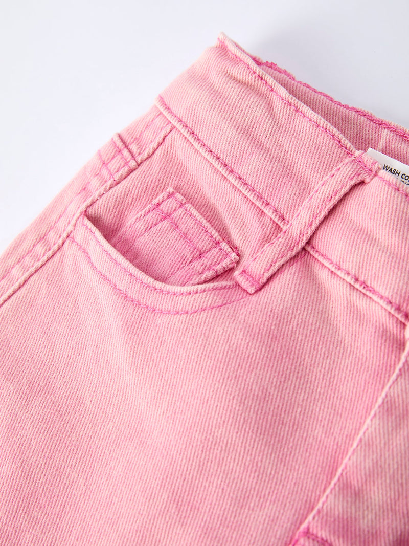 Pink Bow Girls Denim Pants - 3