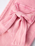 Pink Bow Girls Denim Pants - 4