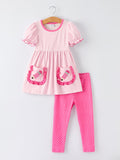 Back To School Girls' Pencil Applique Striped Set - 1