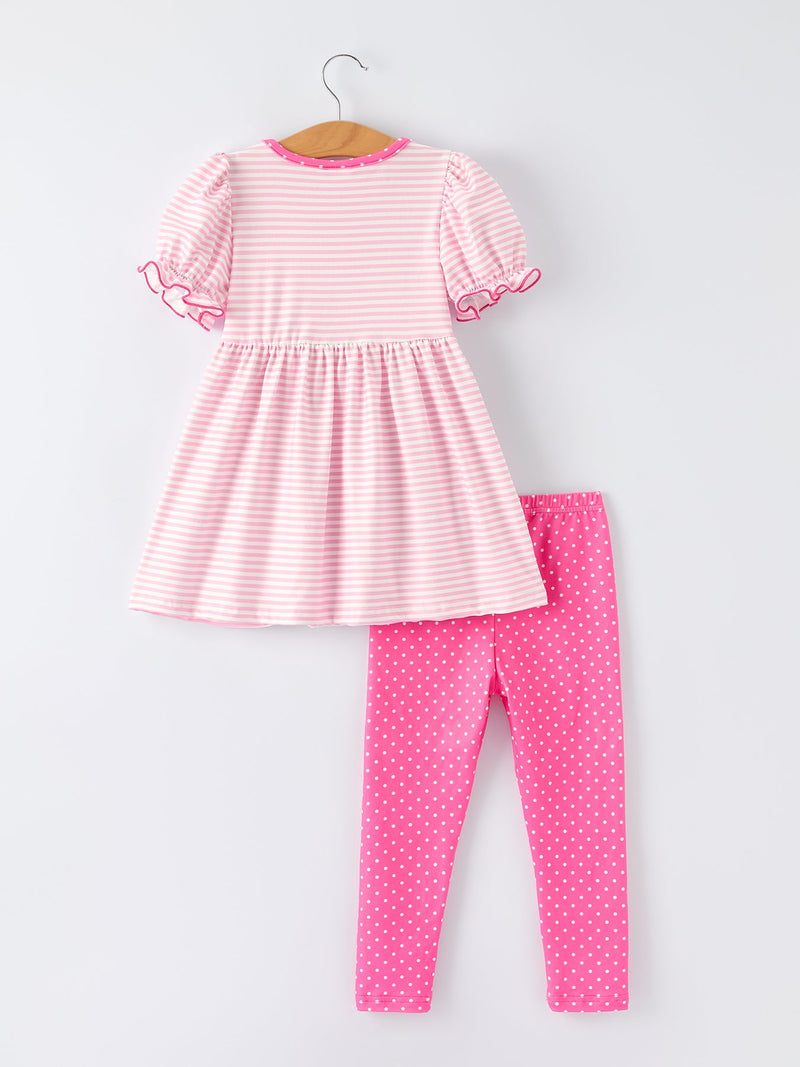 Back To School Girls' Pencil Applique Striped Set - 2