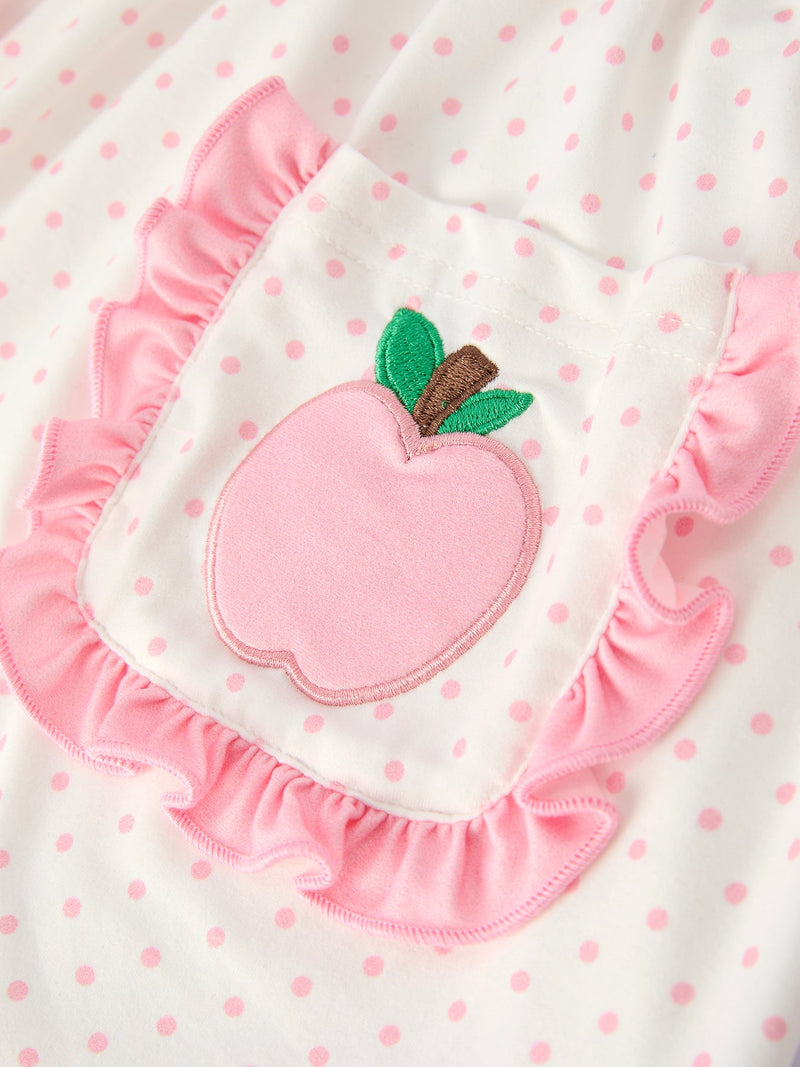 Back To School Girls' Apple Applique Set with Pockets - 10