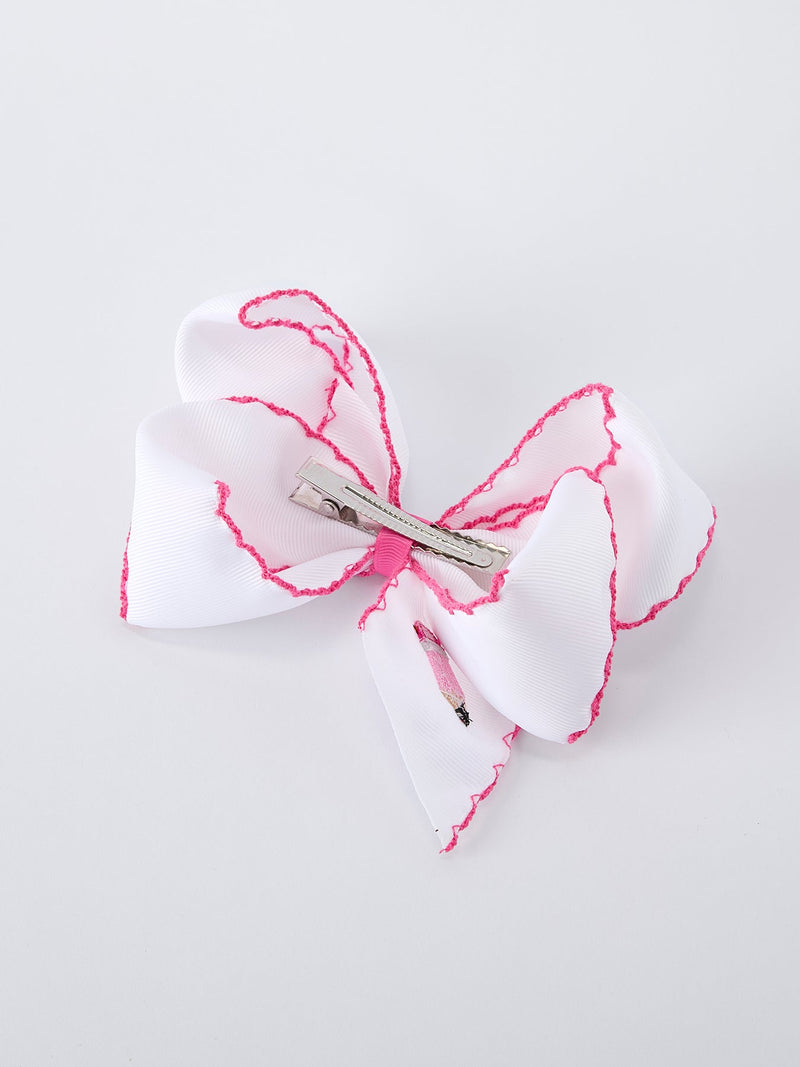 Back to School Pink Pencil Bow Hair Clip 6.25 Inch - 5