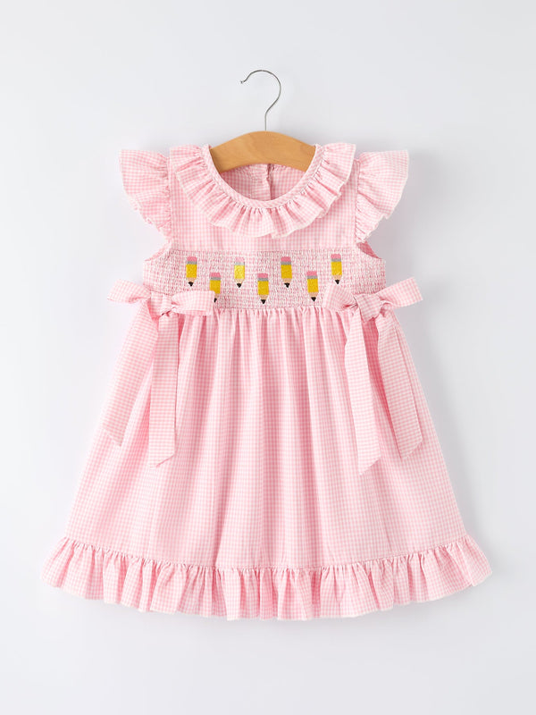 Girls Back to School Pencil Plaid Dress