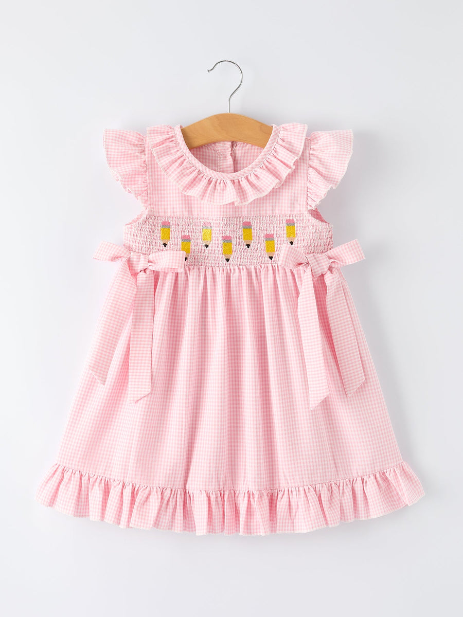 Girls Back to School Pencil Plaid Dress