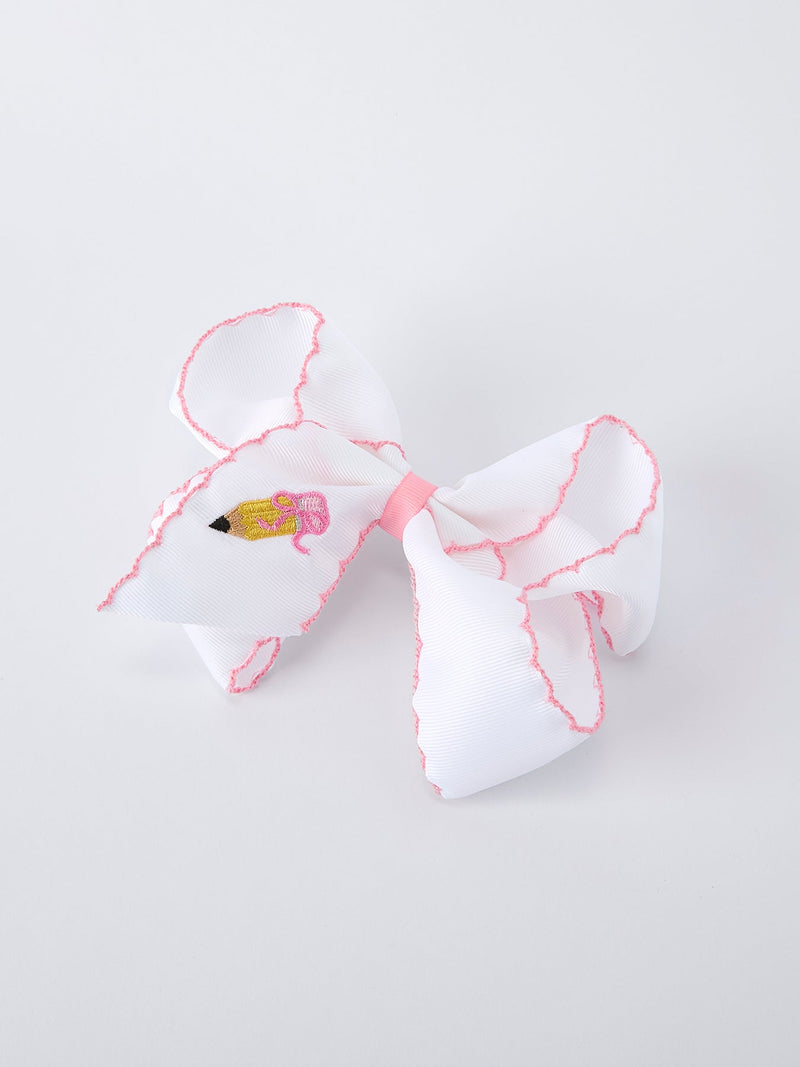 Back to School Yellow Pencil Bow Hair Clip 6.25 Inch - 2