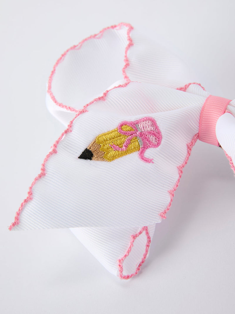 Back to School Yellow Pencil Bow Hair Clip 6.25 Inch - 3