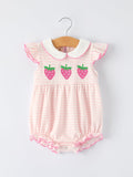 Strawberry Girl Romper Ruffle Peter Pan Collar - 1