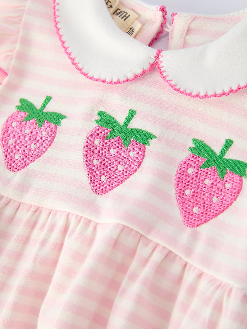 Strawberry Girl Romper Ruffle Peter Pan Collar - 3